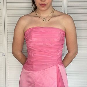 Strapless Pink Ruched Bodice Dress, Size S